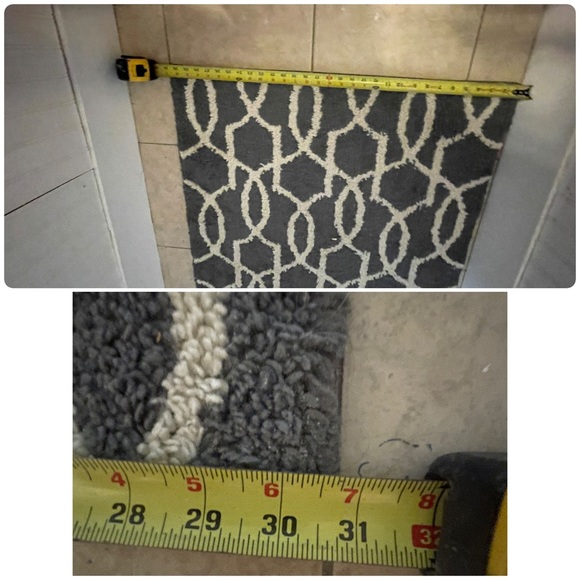 Geometric Patterned Rug - Grey and White - Picture 3 of 4